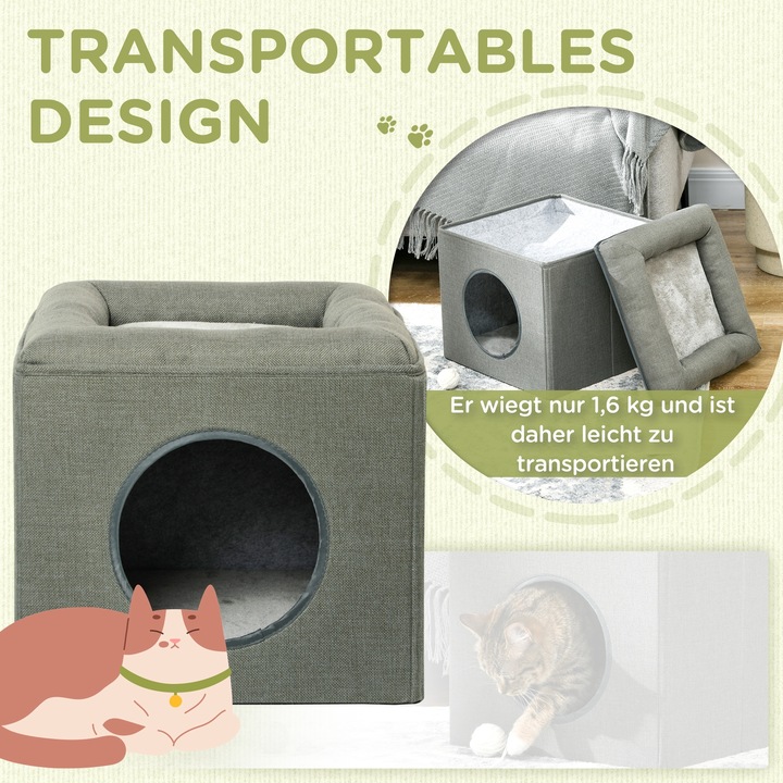 Produktbild PawHut Katzenhöhle mit weichem Kissen (Katze)