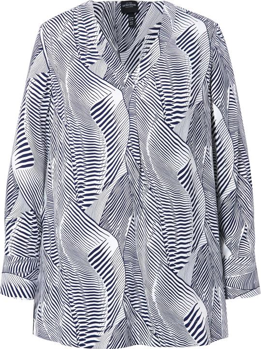 Produktbild Ulla Popken Tunika, Satin, V-Ausschnitt, Zierfalte, Langarm (58)
