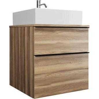 burgbad, Badmöbelset, Eqio Keramik-Aufsatzwaschtisch, quadratisch mittig, inklusive Waschtischunterschrank, Breite