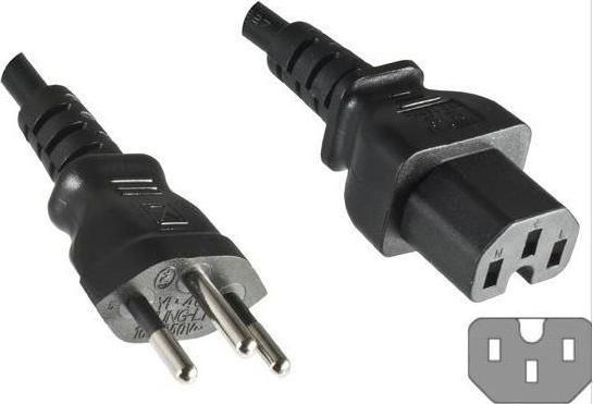 Produktbild Dinic Netzkabel Schweiz Typ J (teilisoliert) auf C15 Warmgeräte, 1mm², Zulassung: SEV, schwarz, Länge 1,80 (1.80 m)