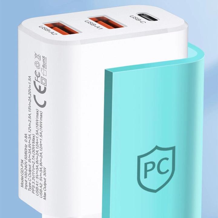 Produktbild Wozinsky CWCUCW 30W USB-C / 2 x USB-A Wandladegerät - Weiss (30 W, 3 Ports)