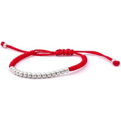 Beneto, Armschmuck, Red lanyard kabala bracelet with silver beads AGB574