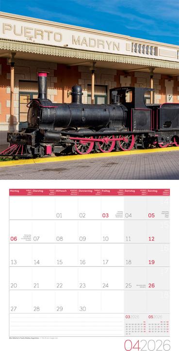 Image du produit Lokomotiven Kalender 2026 - 30x30 (30 x 30 cm, Couverture rigide, Allemand, Français, Anglais, Italien)