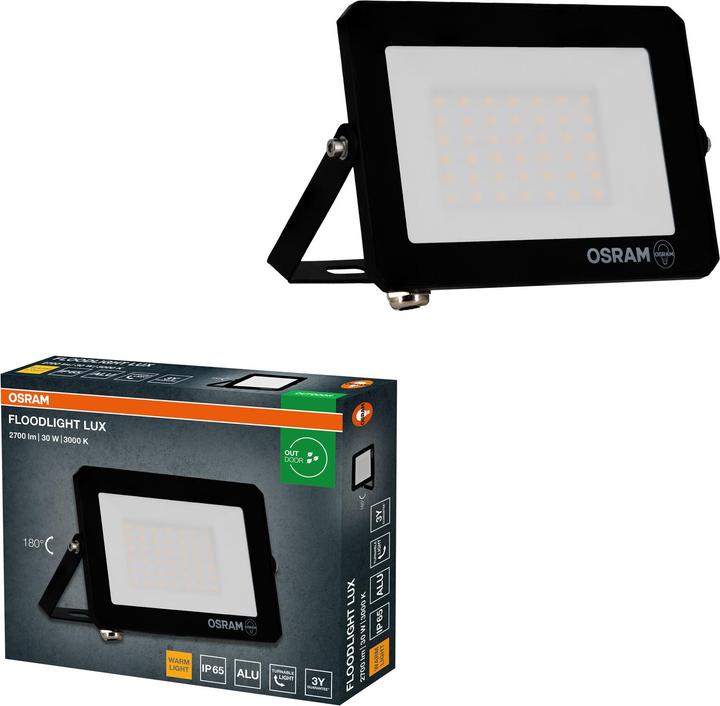 Actual product image Osram LED-Fluter, 30W, 1800lm, 3000K, 105°, IP65, warmweiss (2700 lm, IP65)