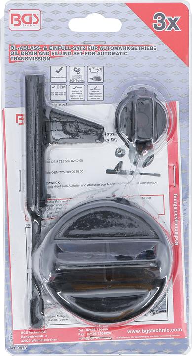 Actual product image BGS Oil Drain and Filling Set for Automatic Transmission for Mercedes-Benz 9G-Tronic