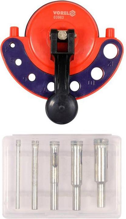 Toya Jeu de gabarits de perçage pour carrelage Vorel, 6 pièces, y compris mèche diamantée 4-12 mm (100 millimètres)