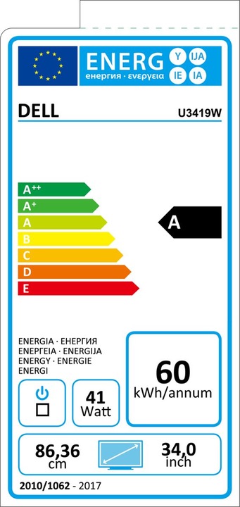 Energy Label Dell U3419W (3440 x 1440 pixels, 34")