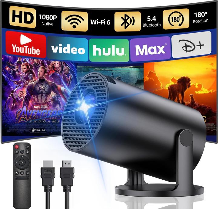 Yoton Mini Beamer ‎Y4PRO mit Wi-Fi6/Bluetooth, 1080P-Unterstützung (HD, 200 lm)