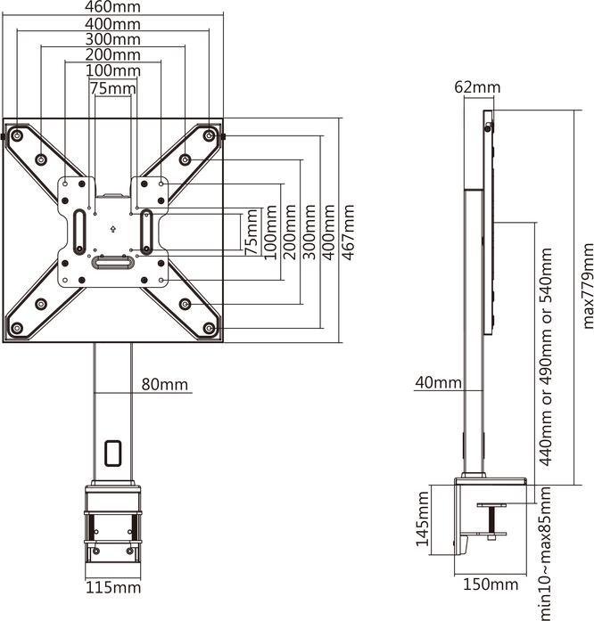 Produktbild Multibrackets Monitorhalter 37" bis 55", schwarz, Max 35 kg