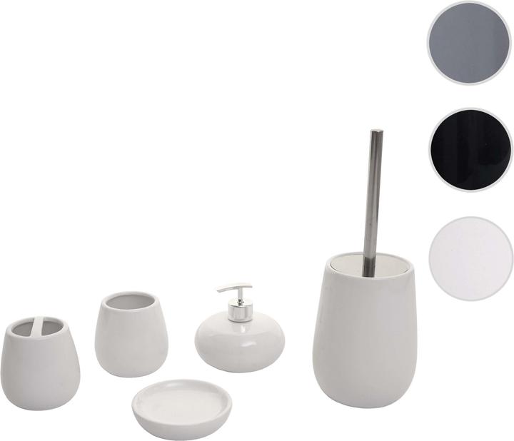 Produktbild Swisshandel24 5-teiliges Badset, WC-Garnitur Badezimmerset Badaccessoires, Keramik - weiss - 65116