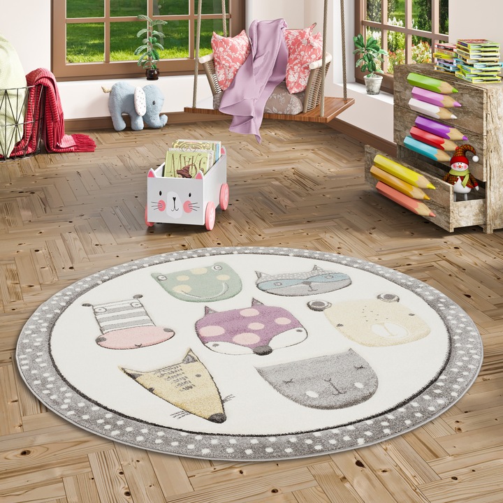 Immagine prodotto Pergamon Tappeto per bambini Maui Kids Happy Animals (120 x 120 cm)