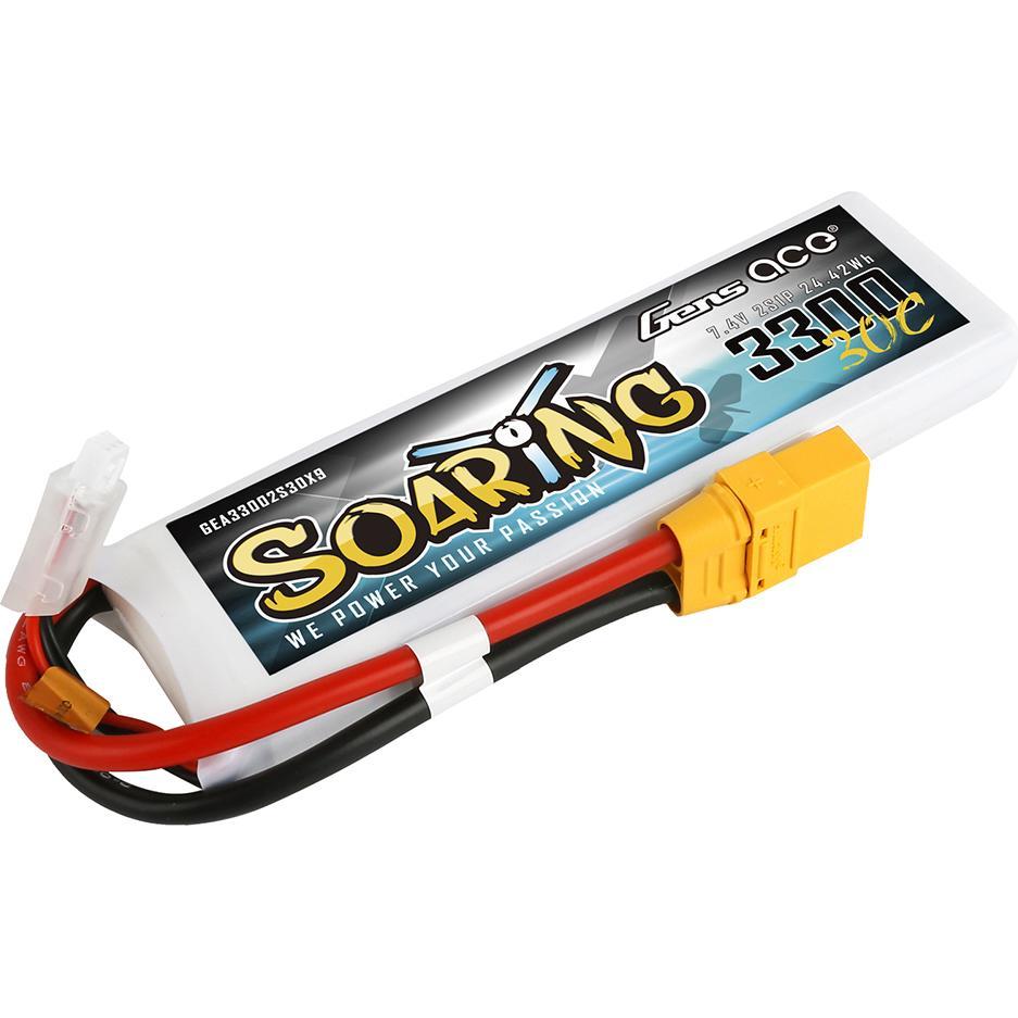 Thumbnail - Gens Ace Akumulator Soaring 3300mAh 7.4V 30C 2S1P XT90 (7.40 V, 3300 mAh)