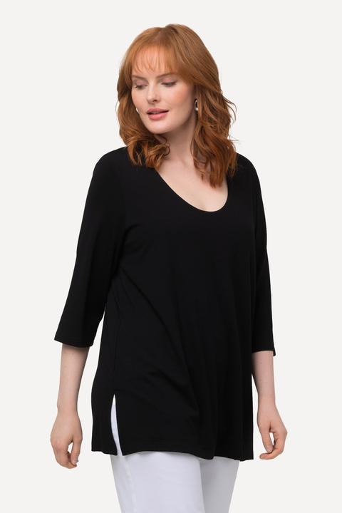 Produktbild Ulla Popken Shirt, tiefer Rundhalsausschnitt, 3/4 Arm (42, 44)