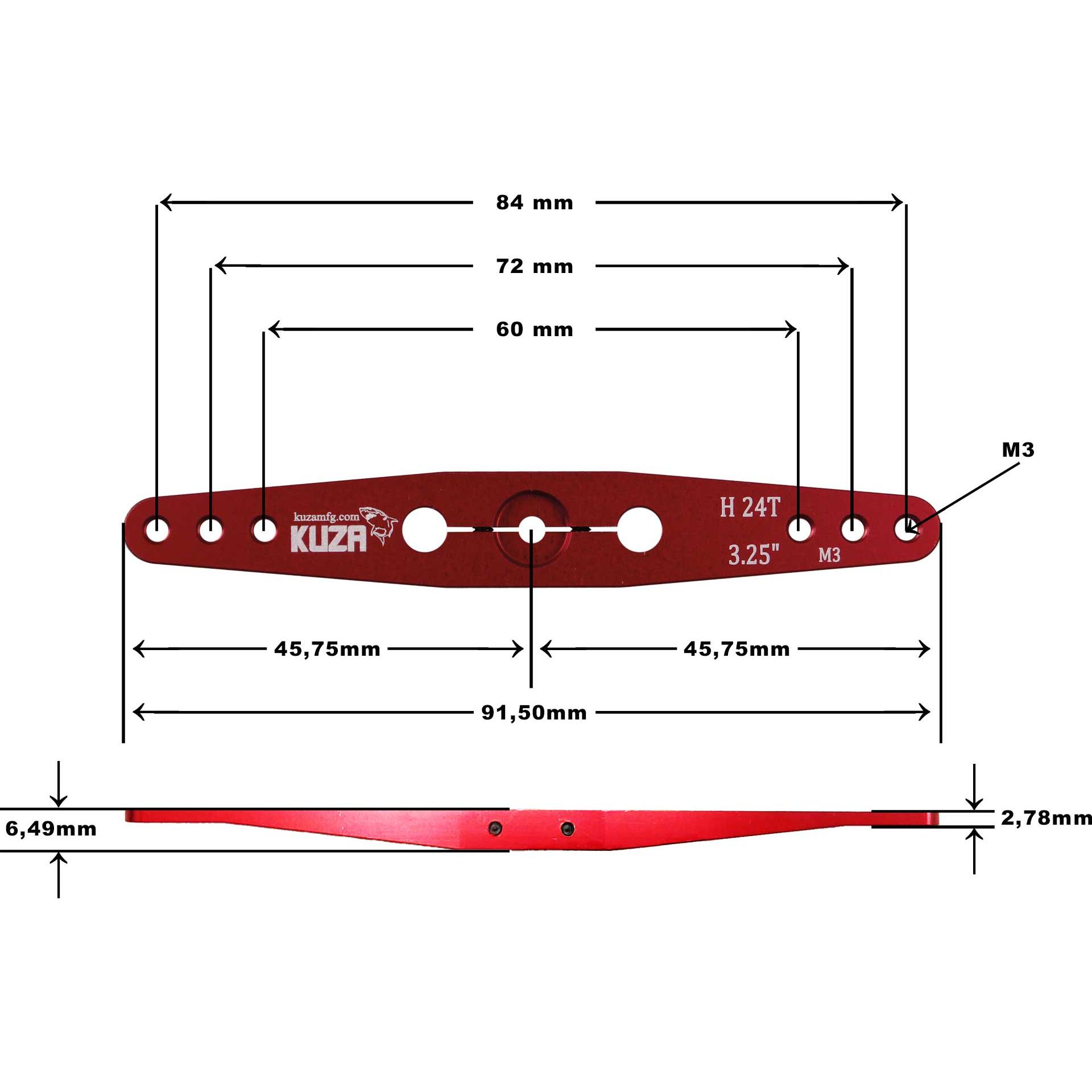 Thumbnail - Kuza servohebel 2-arm hitec 84/72/60mm 3.25" m3 heavy duty v2 aluminium