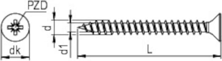 Actual product image Reisser R2 Chipboard screws, flat countersunk head, PZ, full thread, 6.0 x 50, steel, galvanised, yellow (200 Screws per piece)