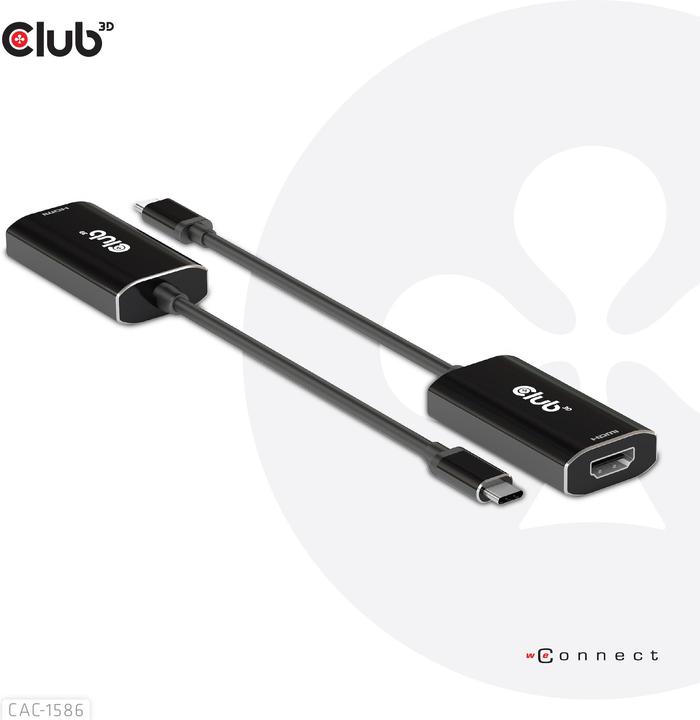 Produktbild Club 3D USB-Typ-C Gen2 auf HDMI™ 4K120Hz HDR10 mit DSC 1.2 aktiv St./B. (HDMI, 15 cm)