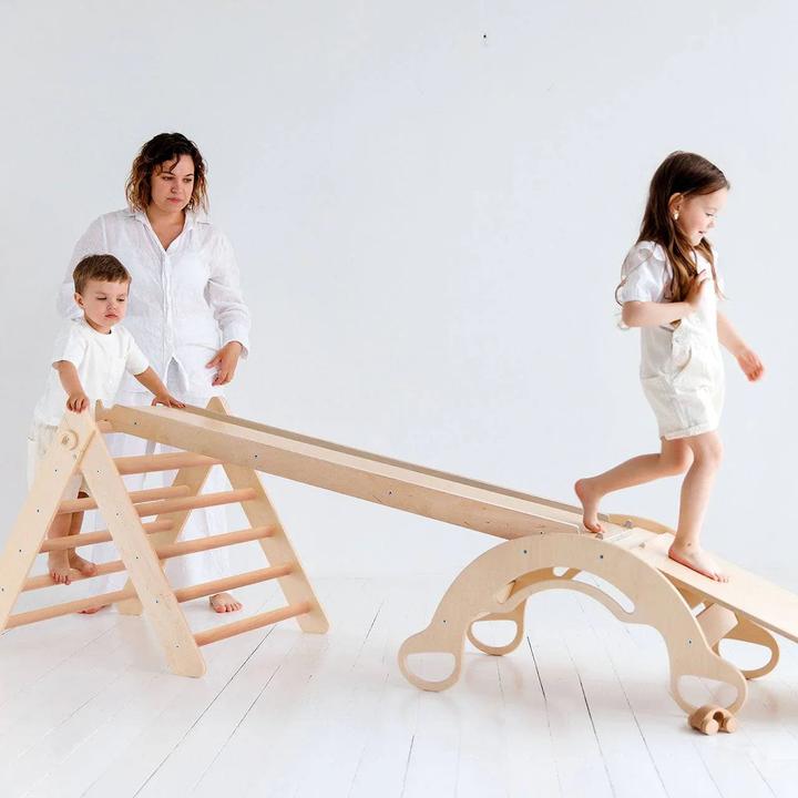 Actual product image Montessori Ladder + 2 double-sided boards + wooden swing set - colour light ® by busy kids