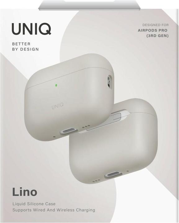 Actual product image Uniq Case Lino for AirPods Pro 3 gen Silicone beige (Headphone sleeve)