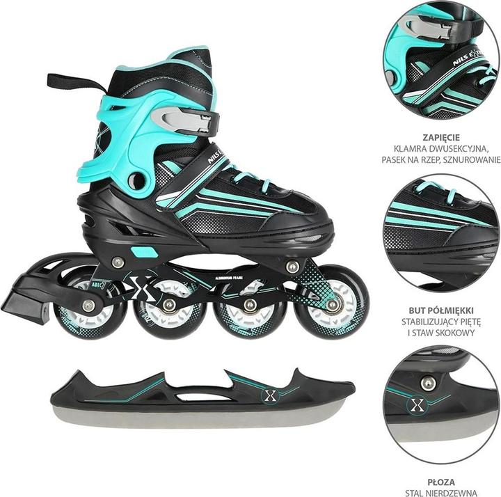 Produktbild Nils Rollschuhe/Hockey-Skates NH18190 2in1 schwarz - S(29-33) (29, 30, 31, 32, 33)