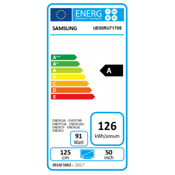 Energie-Label Samsung UE50RU7170 (50", LCD, 4K, 2019)