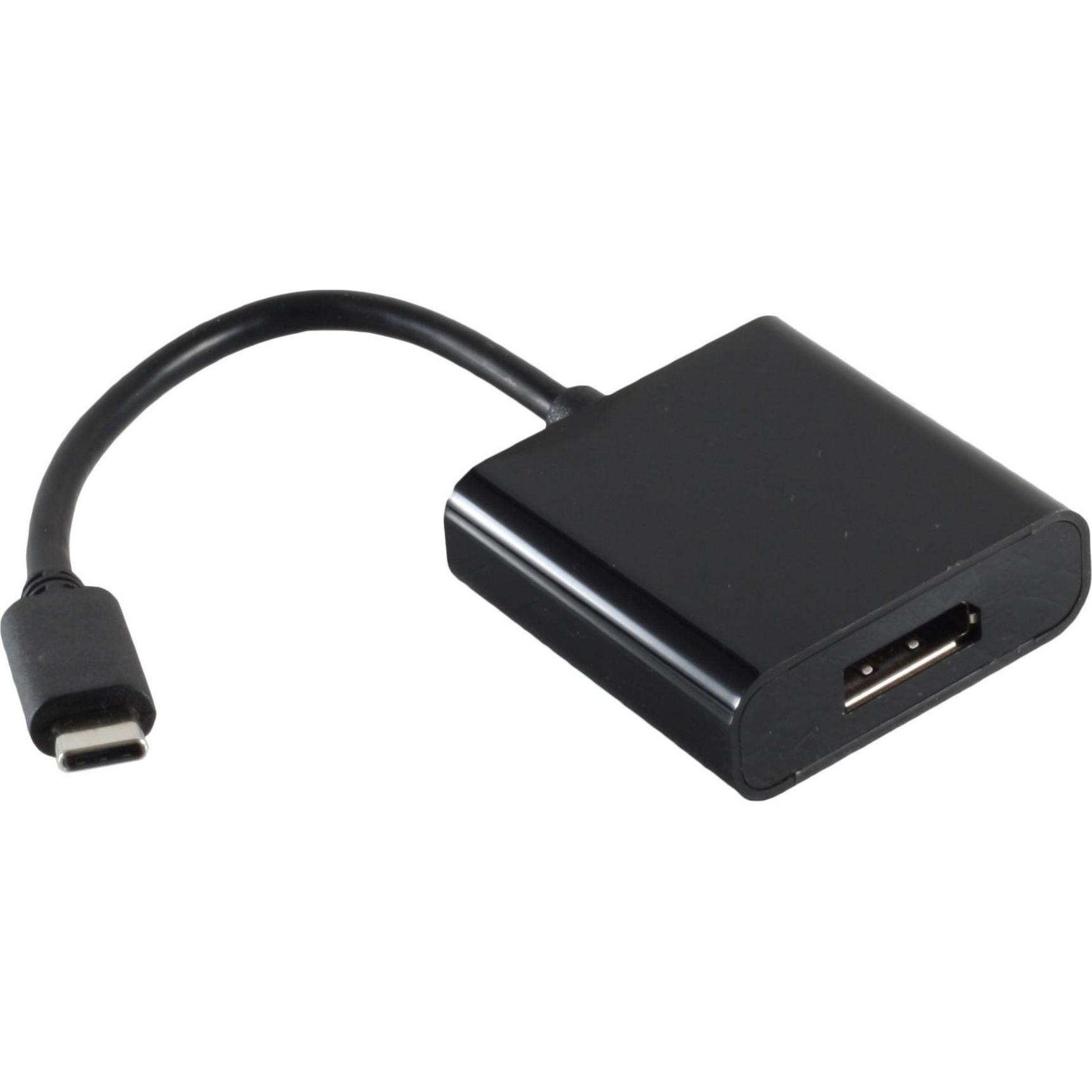 S-Conn Adapter USB 3.1 Typ C Stecker auf Displayport Buchse (USB Typ-C, 20 cm), Data + Video Adapter, Schwarz