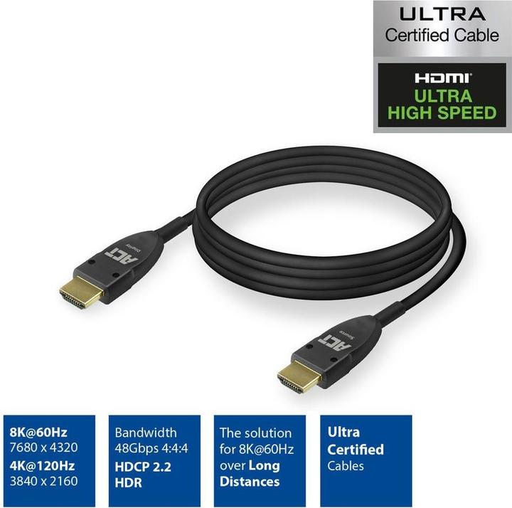 Produktbild ACT 10 meters HDMI Professional Certified 8K Active Optical Cable HDMI-A male - HDMI-A male (10 m, HDMI, 2.1)