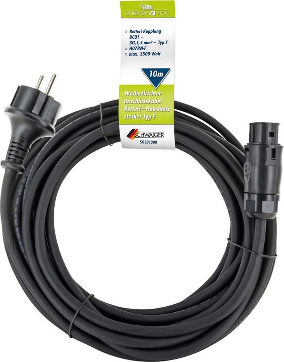 Produktbild Schwaiger Wechselrichter-Anschlusskabel Batterie->Schuko 10m