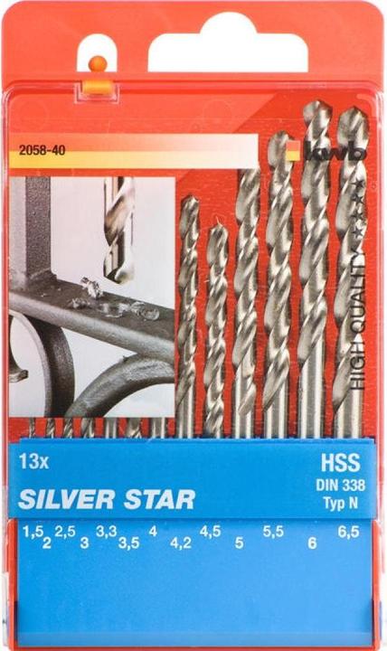 Produktbild kwb Spiralbohrer Set 13-teilig (1.5 mm, 2 mm, 2.5 mm, 3 mm, 3.3 mm, 3.5 mm, 4 mm, 4.2 mm, 4.5 mm, 5 mm, 5.5 mm, 6 mm, 6.5 mm)