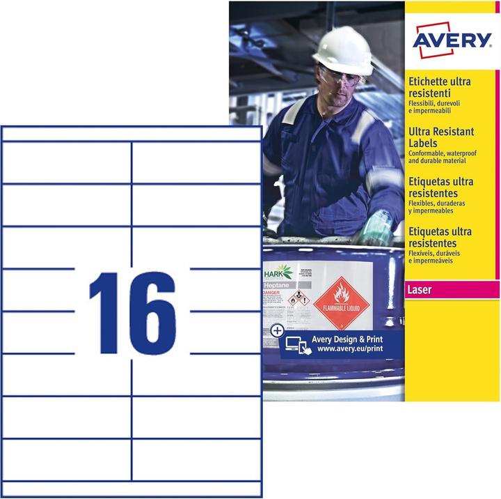 Actual product image Avery Ultra robust waterproof GHS labels