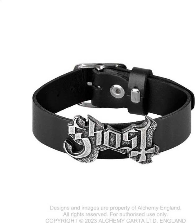 Ghost Poignet unisexe en cuir avec logo pour adultes (Cuir, Étain)
