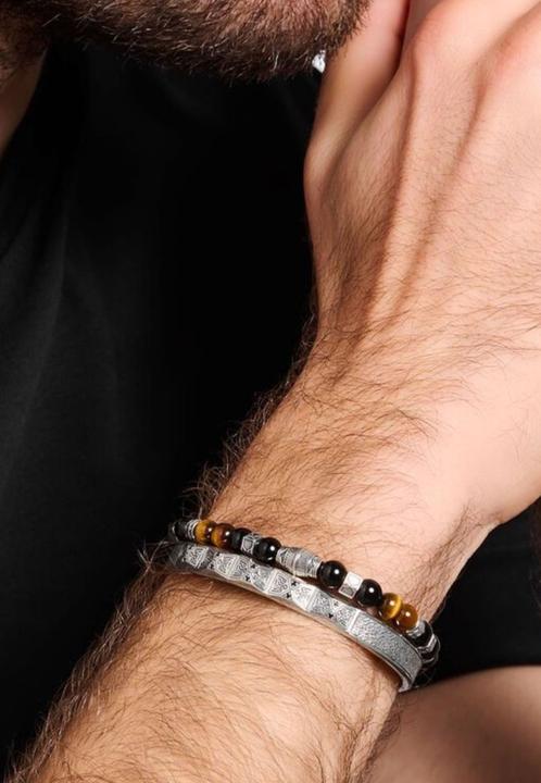 Produktbild Thomas Sabo Armreif Facettiertes Design mit Schwarzen Steinen Silber (19 cm, Geschwärzt, 925 Sterlingsilber)