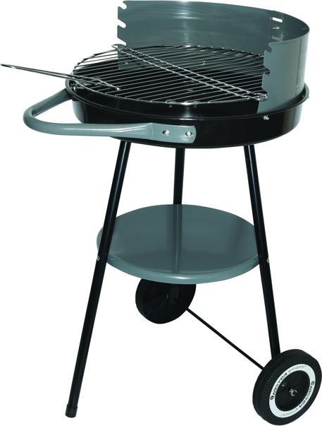 Master Grill MG912 Round Grill on Wheels Charcoal Grill Stand Barbecue Trolley with Lower Shelf Garte (40 cm)