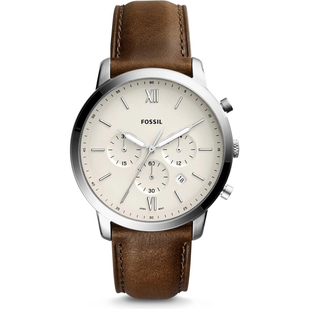 Fossil, Armbanduhr, Neutra, Braun, (Chronograph, 44 mm)