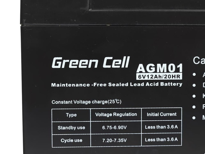 Actual product image GreenCell AGM01 (6 V, 12 Ah)