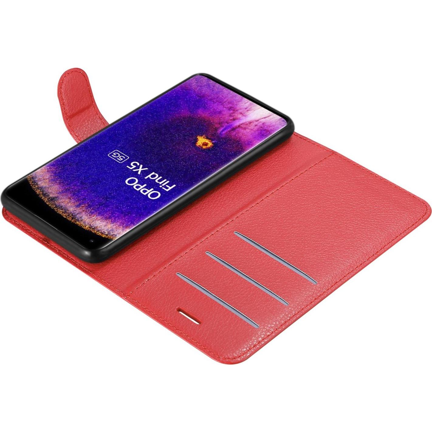 Thumbnail - Cadorabo Book Stand Hülle für Oppo FIND X5 (Oppo Find X5), Smartphone Hülle, Rot