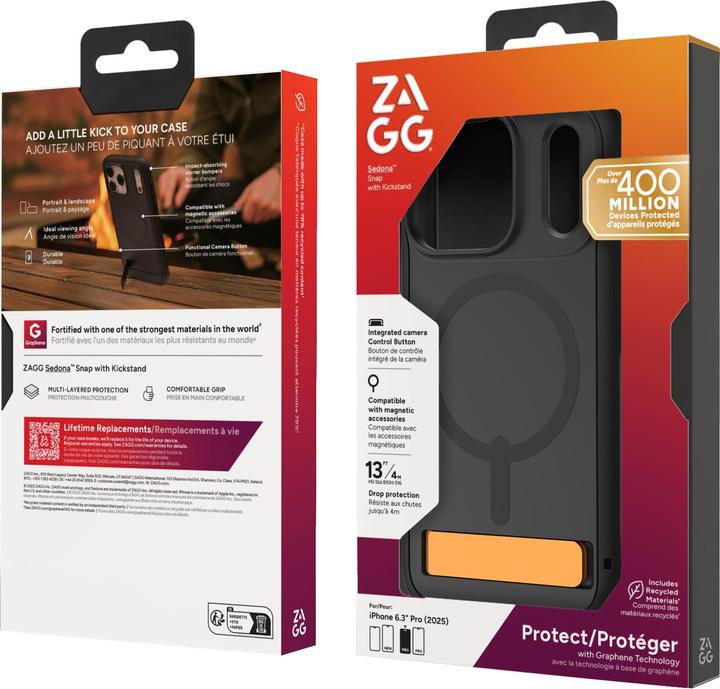 Productafbeelding Zagg Case für Apple iPhone 17 Pro Sedona Snap mit Kickstand flood black (Apple iPhone 17, Apple iPhone 17 Pro)