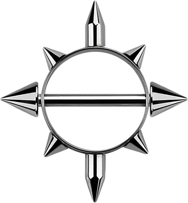 Actual product image Star Piercing Round shield silver with cones (without brass, Titanium)