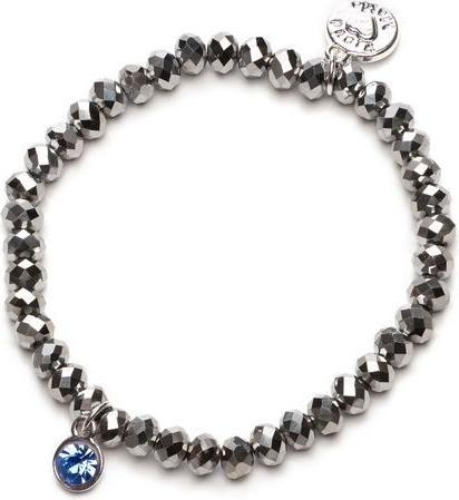 Immagine prodotto Proud MaMa Bracciale, Charm, Argento Blu (Perline di vetro su nastro elastico)