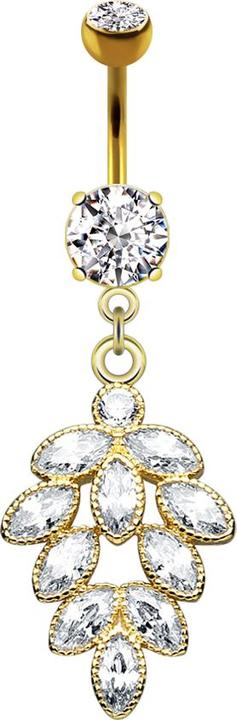 Immagine prodotto Star Piercing Banana placcata in oro 14k con due sfere di cristallo ciondolo in argento con uva di cristallo (Ottone, Acciaio chirurgico 316L)