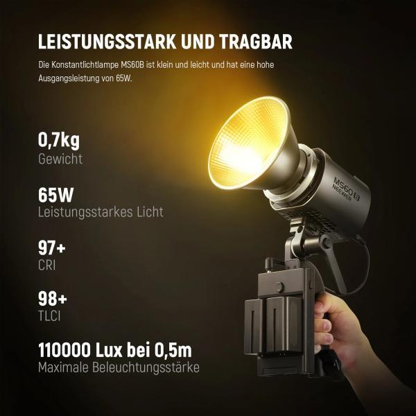 Produktbild Neewer Dauerlicht MS60B LED Foto-Videolicht mit Stativ und Kugelgelenk (Videoleuchte)
