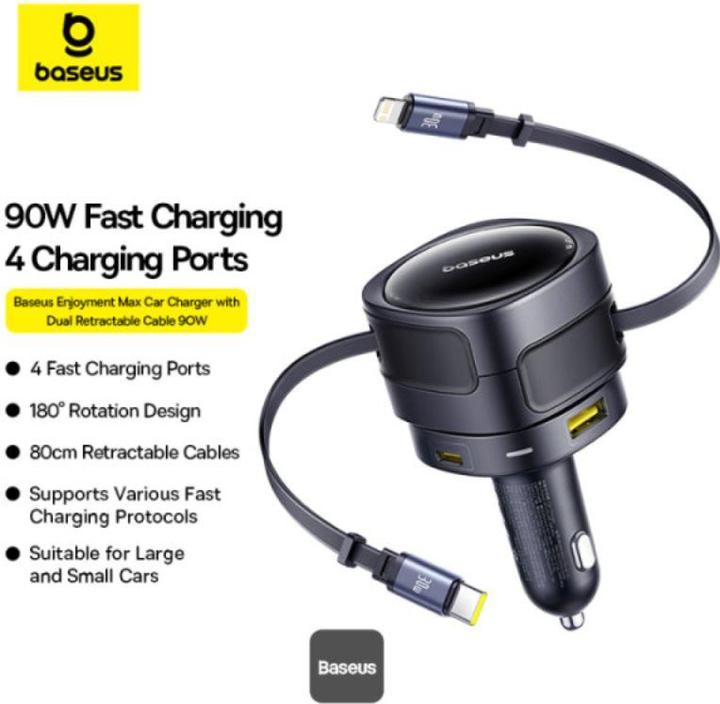 Produktbild Baseus Enjoyment Max Car Charger C+C Cables & U+C Ports 90W Cosmic Black
