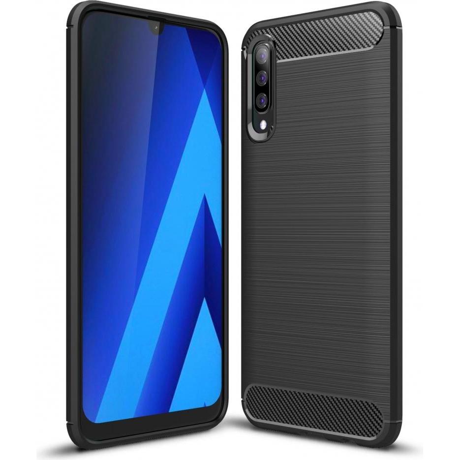 Screenguard Samsung Galaxy A70 Hülle Carbon Brushed Soft TPU (Samsung Galaxy A70), Smartphone Hülle, Schwarz