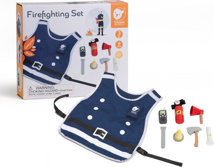 Immagine prodotto Classic World Set da gioco per pompieri in legno, 8 pezzi.