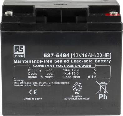 Immagine prodotto Rs Pro RS Batteria piombo-acido sigillata, 12V 18Ah (12 V, 18000 mAh)