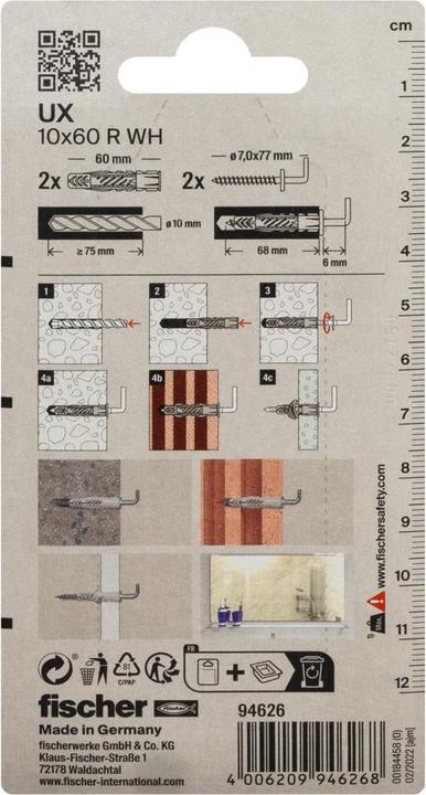 Produktbild Fischer Universaldübel UX 10x60 WH K (2 Stk.)