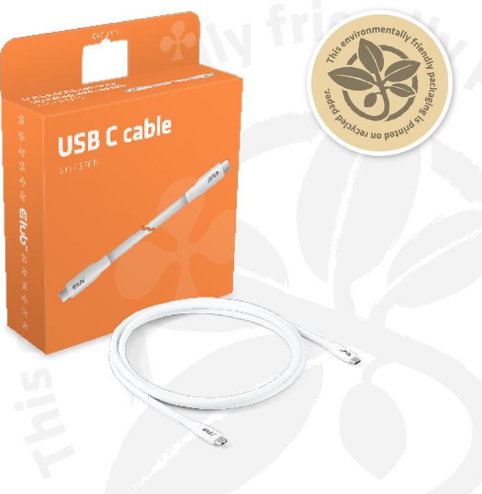 Produktbild Club 3D Club3D Lifestyle USB-C Kabel PD 240W,20Gbps 2m weiss St/St retail (2 m, 240 W)