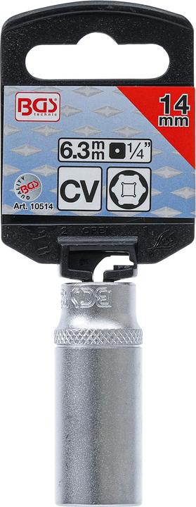 Image du produit BGS Douille pour clé, six pans, longue 6,3 mm (1/4") 14 mm (14 mm)