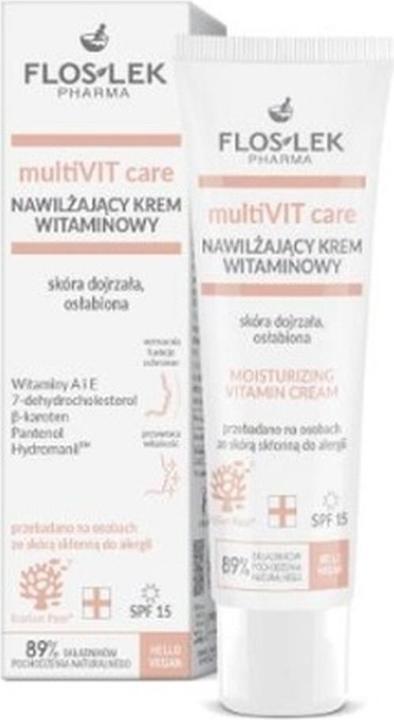 FlosLek Pharma Multivit Care Feuchtigkeitscreme für reife und geschwächte Haut mit Vitaminen 50 Ml (50 ml, Gesichtswasser)