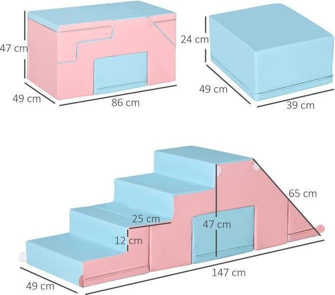 Immagine prodotto Swisshandel24 Set di blocchi da costruzione a scorrimento in schiuma per 12-36 mesi in similpelle EPE rosa+blu