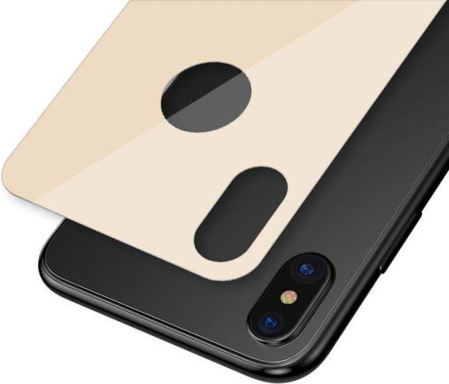 Produktbild Baseus iPhone Xs 03 mm Full coverage curved TGlass rear ProtectorGold (1 Stück, Apple iPhone XS)
